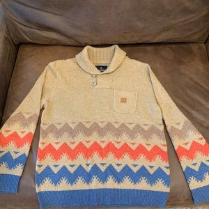 Tan patterned mock neck sweater- the Roark Revival